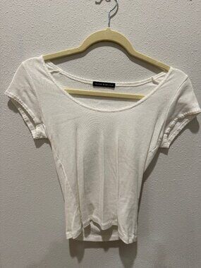 Brandy Melville Scoop Neck White T-Shirt